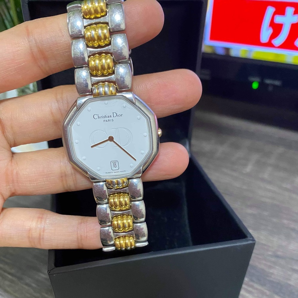 CHRISTIAN DIOR LADIES TWO TONE WATCH VGC - Picture 1 of 8